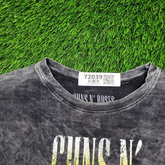 Guns-N-Roses Crop-Top Shirt Women XS/S 19x17 Baggy Acid-Wash - Picture 9 of 11